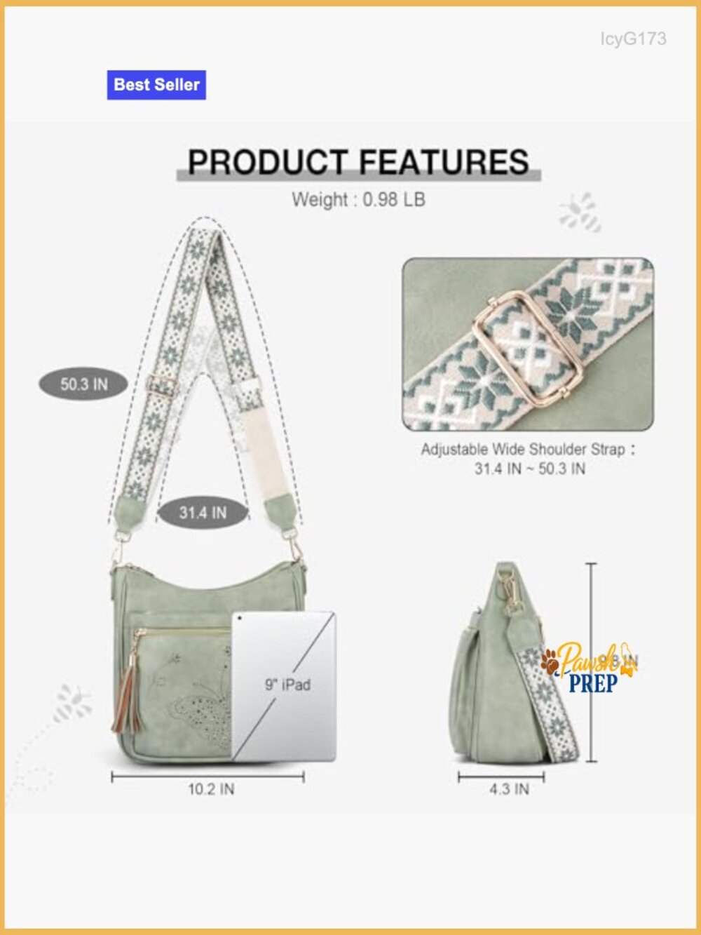 Medium Leather Crossbody Bag with Tassel, Adjustable Strap, Multi-Pocket - Picture 5 of 7